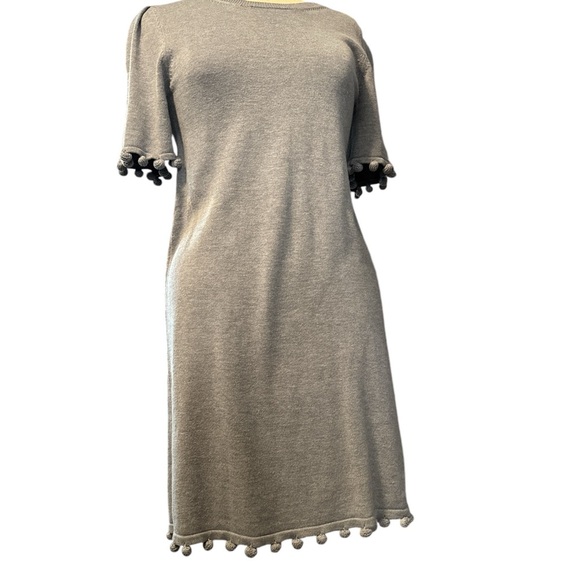 Banana Republic Women’s Gray‎ Knit Sweater Dress Pom Pom Trim EUC XS - Picture 3 of 4